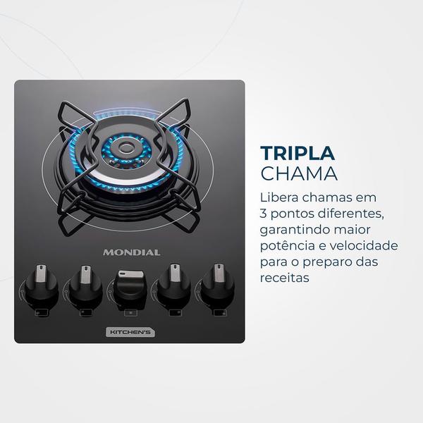 Imagem de Cooktop a Gás 5 Bocas Tripla Chama Mondial CTG-03