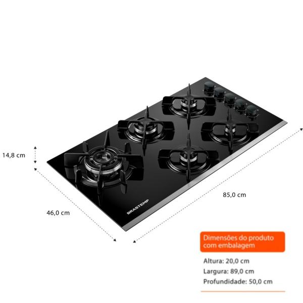 Imagem de Cooktop a Gás 5Q Brastemp Eclipse Collection Preto Bivolt BDD86APUNA