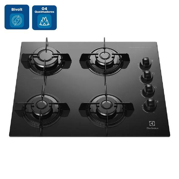 Imagem de Cooktop a Gás Electrolux 4 Bocas Preto C/ Acendimento Automático KE4GP  Bivolt