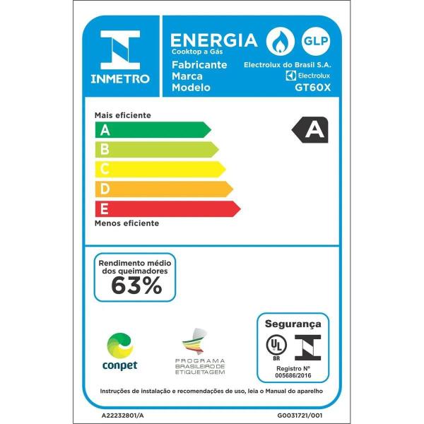 Imagem de Cooktop à Gás Electrolux 4 Bocas Tripla Chama Mesa Inox Bivolt GT60X 