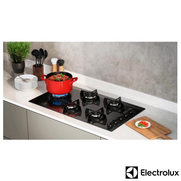 Imagem de Cooktop a Gás Electrolux em Vidro com 5 Bocas com Queimador Tripla Chama Lateral Preto - KE5TD