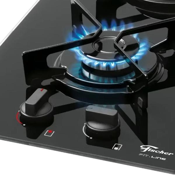 Imagem de Cooktop à Gás Fischer 2 Bocas Fit Line Vidro Preto Bivolt Tipo de gás GLP ou GN