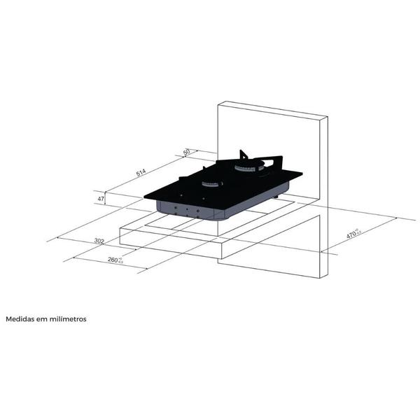 Imagem de Cooktop à Gás Fischer 2 Bocas Fit Line Vidro Preto Bivolt Tipo de gás GLP ou GN