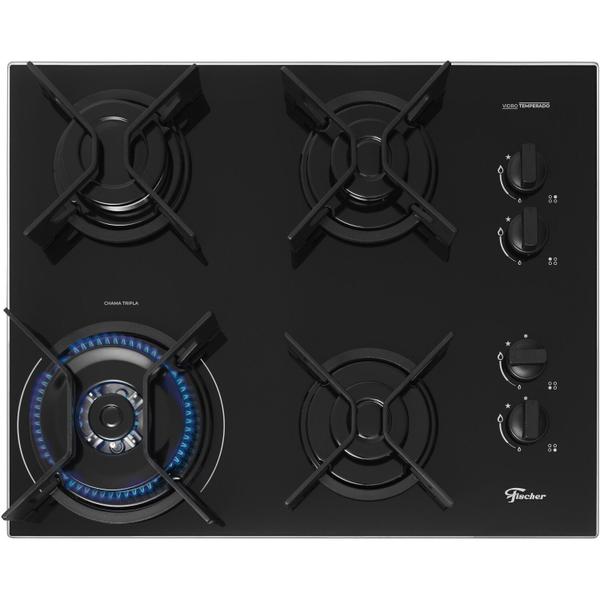 Imagem de Cooktop a Gás Fischer 4 Bocas Tc Fit Line Trempe Iron Preto