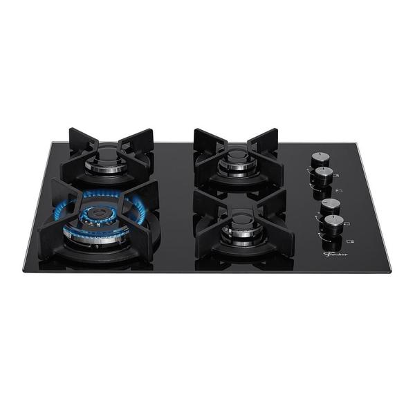 Imagem de Cooktop a Gás Fischer 4 Bocas Tripla Chama Infinity com Trempe de ferro fundido Mesa Vidro 26297-57076 Bivolt