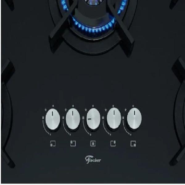 Imagem de Cooktop a Gás Fischer 5 Bocas TC Infinity Mesa Vidro Preto  Bivolt