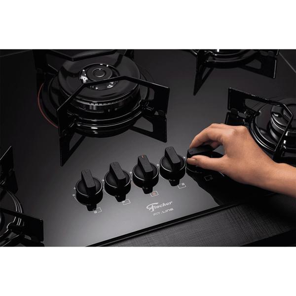 Imagem de Cooktop a Gás Fischer 5 Bocas Tripla Chama Fit Line Mesa Vidro Bivolt