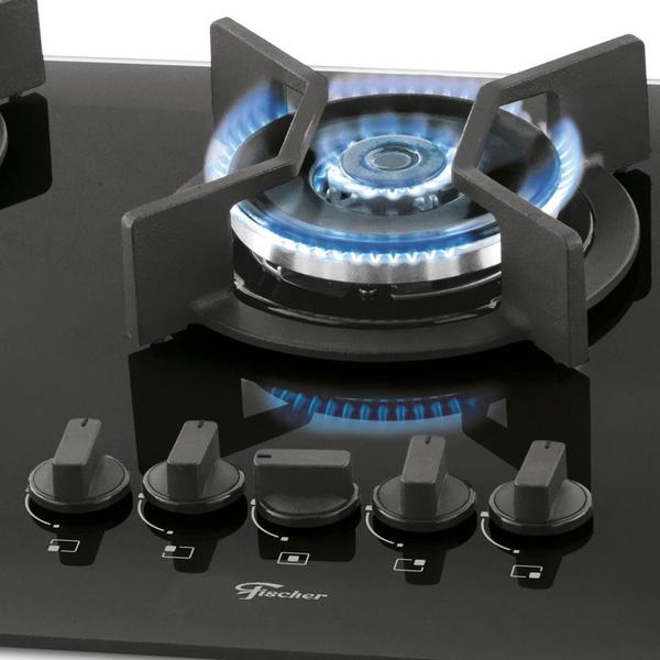 Imagem de Cooktop a Gás Fischer Infinity 5Q TC com 5 Bocas Preto