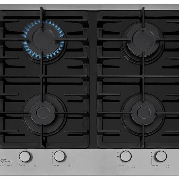 Imagem de Cooktop A Gás Fischer Platinium Gll 4 Bocas Com Trempe De Ferro Fundido Mesa Vidro Bivolt 3380092121