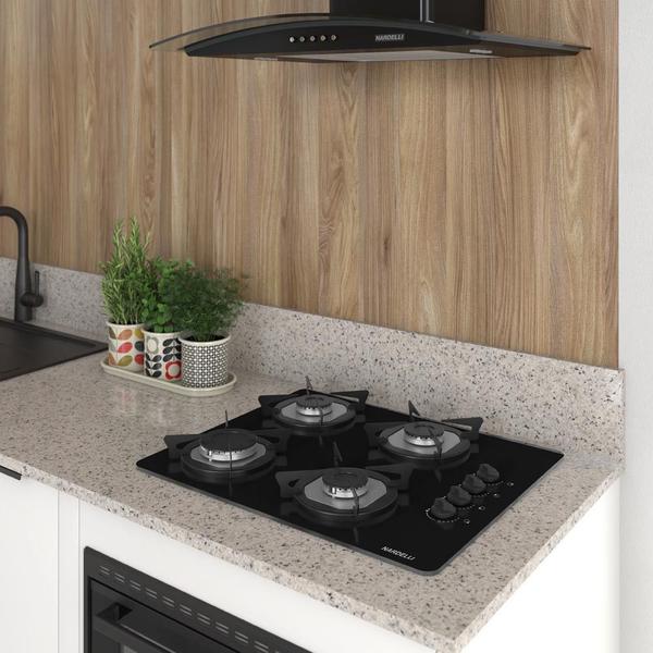 Imagem de Cooktop à Gás NDL Vidro Flange Inox 4 Bocas Nardelli