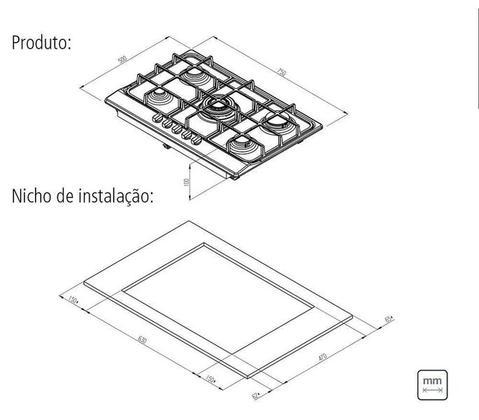 Imagem de Cooktop A Gás New Penta 5 Queimadores Aço Inox Tramontina