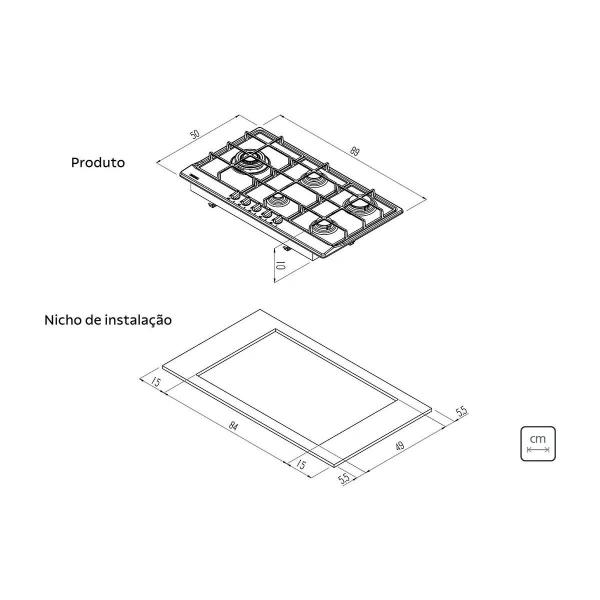 Imagem de Cooktop a Gás Penta Plus em Aço Inox Tramontina