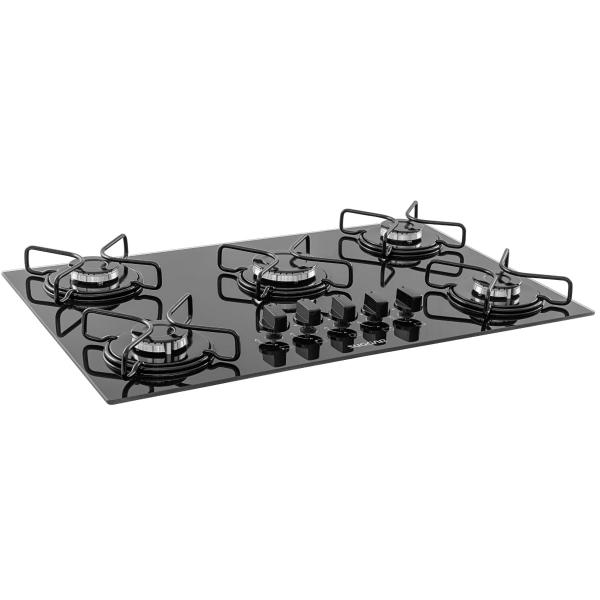 Imagem de Cooktop a Gás Suggar 5Q Aço Esmaltado Vidro Preto Bivolt FG5005AVP