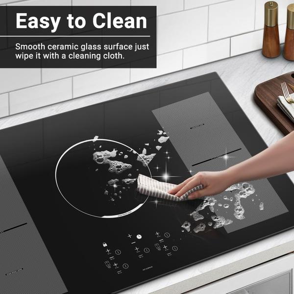 Imagem de Cooktop AMZCHEF Indução 36" Embutido, 10800W, 5 Zonas e Função Boost