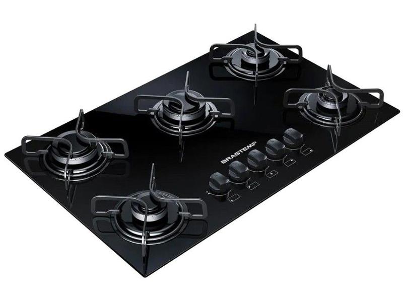 Cooktop Brastemp 5 Bocas com Vidro Temperado Preto - Acendimento Super Automático BDD75AE ...