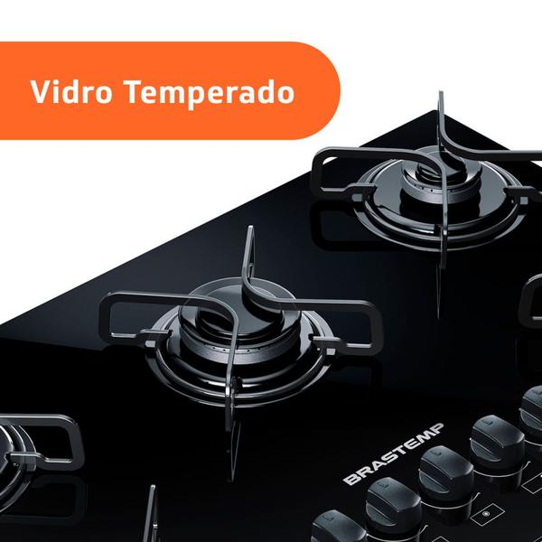 Imagem de Cooktop brastemp gas mesa vidro preto 5 bocas bdd75aeuna