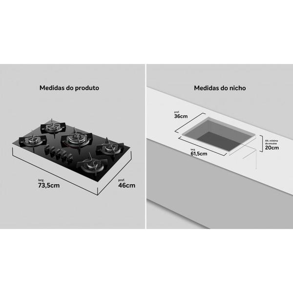 Imagem de Cooktop Dako Supreme 5 Bocas a Gás Acendimento Automático e Tripla Chama Preto Bivolt