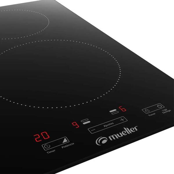 Imagem de Cooktop de Embutir 2 Bocas Timer Digital Mueller Preto 220V