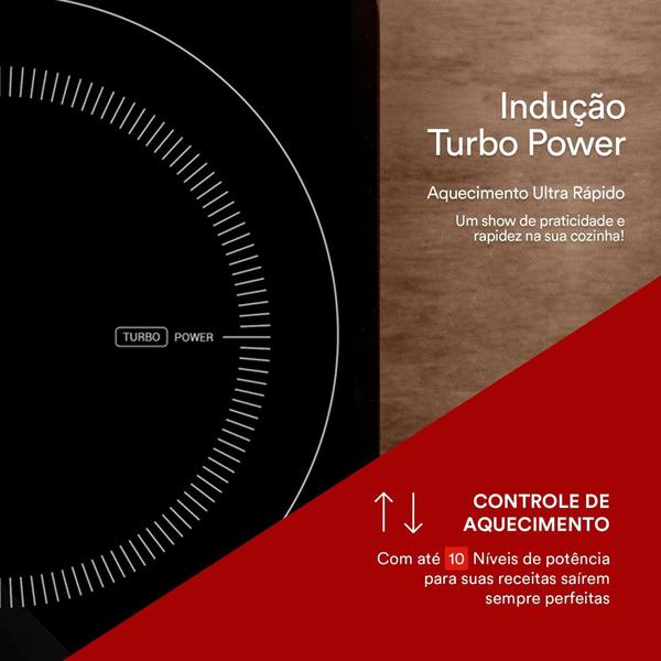 Imagem de Cooktop de Indução 1 Boca EOS Cheff Gourmet 2000W Preto ECI01PPB Bivolt