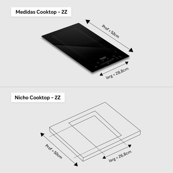 Imagem de Cooktop de Indução Dako 2 Bocas Preto com Zona Flexível 220V