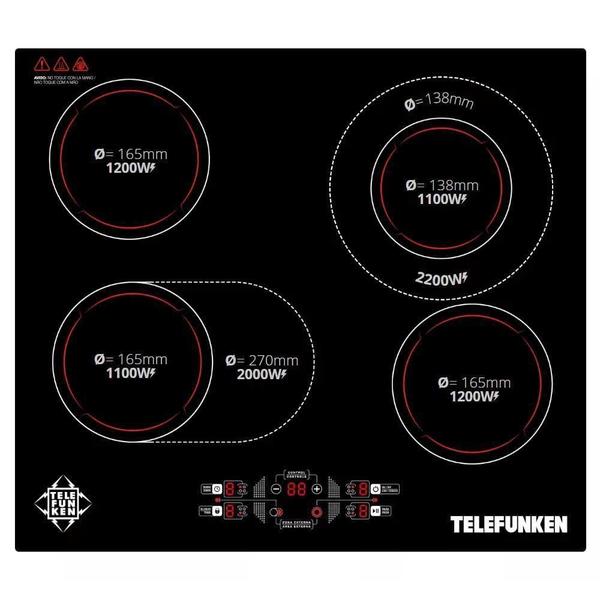 Imagem de Cooktop De Indução Telefunken 4 Bocas 6600W Tf-Av4080 - 220V