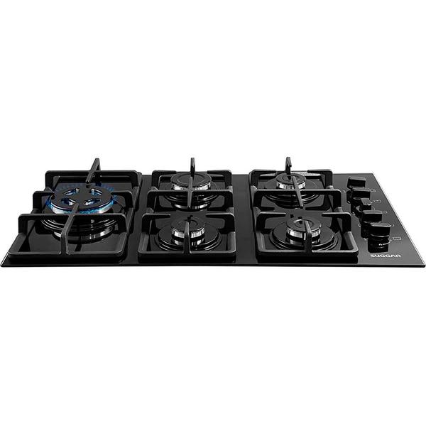 Imagem de Cooktop De Mesa 5 Queimadores Vidro À Gás FG5335VP Suggar  Preto Bivolt