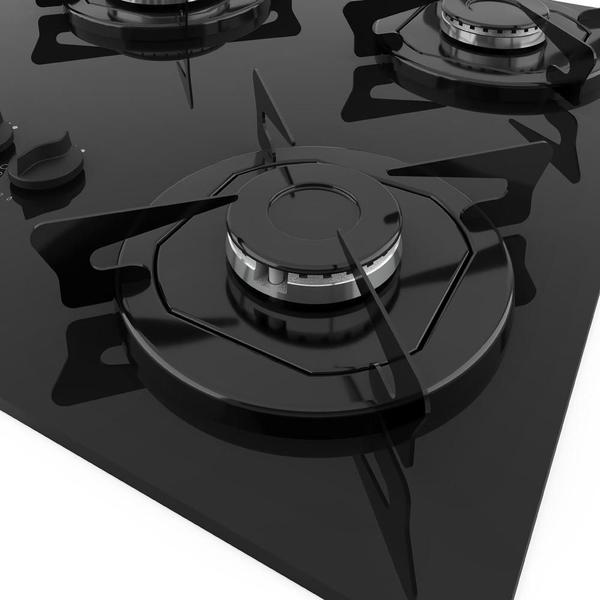 Imagem de Cooktop de Mesa Embutir à Gás NDL 5 Bocas TC Vidro Flange Esmaltada Nardelli