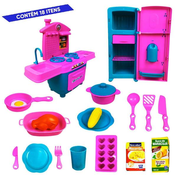 Imagem de Cooktop E Geladeira Infantil Brinquedo Menina 11 Pçs - ZUCA TOYS