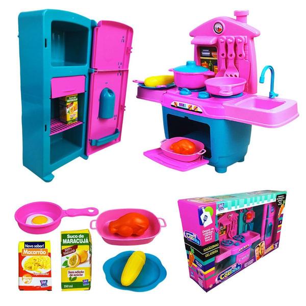 Imagem de Cooktop E Geladeira Infantil Brinquedo Menina 11 Pçs - ZUCA TOYS