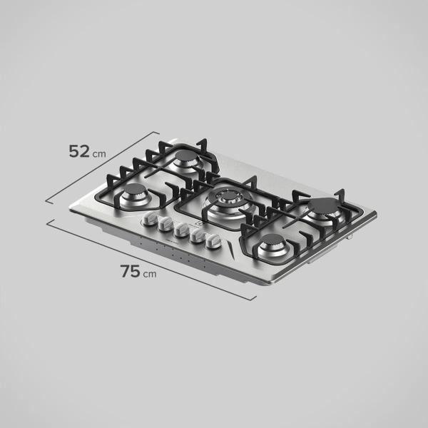 Imagem de Cooktop Electrolux Á Gás GLP: Fogão Potente e Compacto Para Todas as Cozinhas - 5 Bocas Tripla Chama Com Acendimento Automático e Econômico 