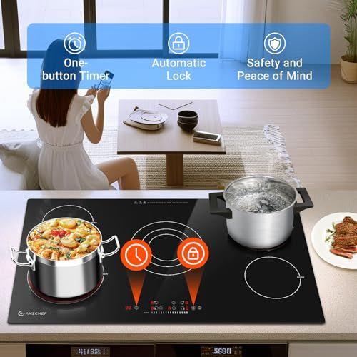 Imagem de Cooktop Elétrico AMZCHEF 36" com 5 Bocas, 8900W e Controle Touch (Preto)