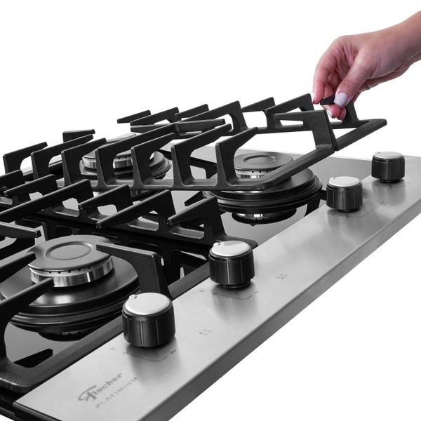 Imagem de Cooktop Fischer 4 Bocas Platinium Gás  Bivolt Preto