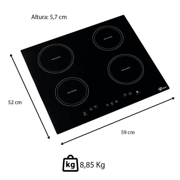 Cooktop Fischer Por Indução 4 Bocas Mesa Vitrocerâmica Com Touch Screen 220v 25943(56251) Imagem de Cooktop Fischer Por Indução 4 Bocas Mesa Vitrocerâmica Com Touch Screen 220v 25943(56251)