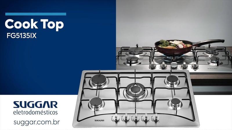 Imagem de Cooktop Fogão De Mesa 5 Bocas Inox À Gás FG5135IX - Suggar