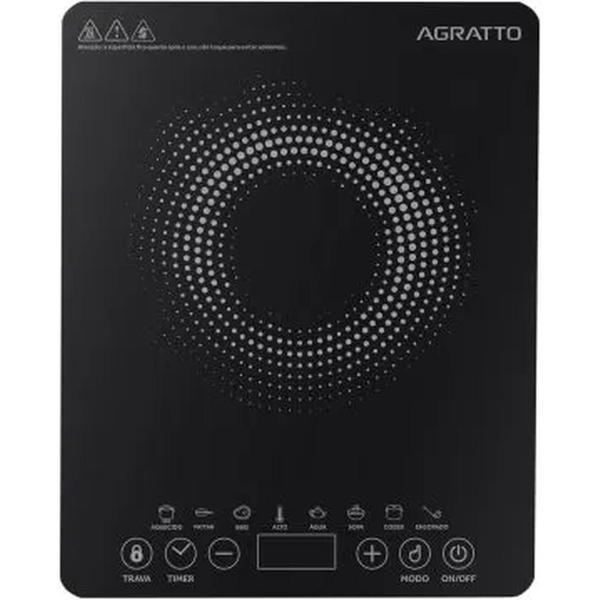 Imagem de Cooktop Indução 220V 2000W Vitrocerâmico 1 Boca Preto ACKI01I-02 Agratto