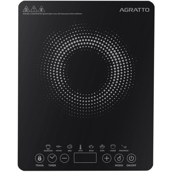 Imagem de Cooktop Indução ACKI01I-01 Preto 1 Boca 1200W Agratto 127V