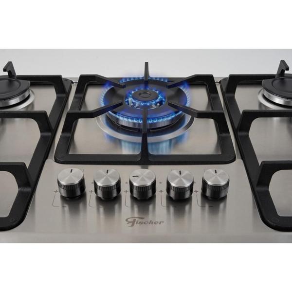 Imagem de Cooktop Inox 5 Bocas à Gás Tripla Chama Infinity Bivolt Fischer