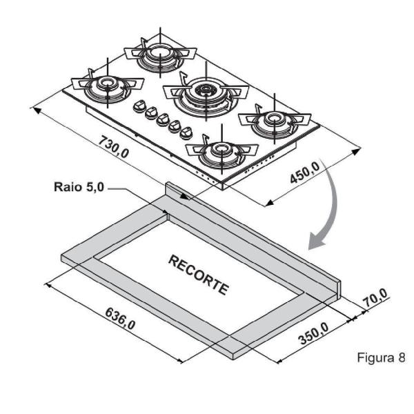 Imagem de Cooktop itatiaia electra 5 bocas vidro preto bivolt (3700000352)