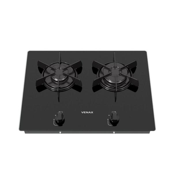 Imagem de Cooktop Linear 2 Bocas Venax Arena Preto Gas Glp