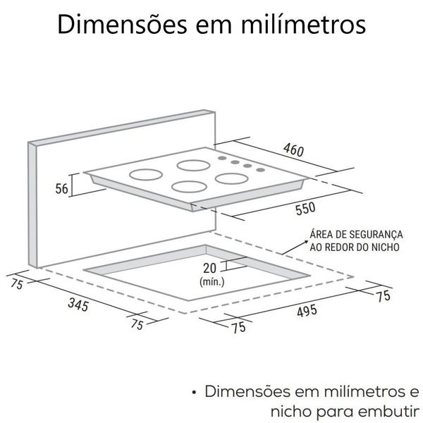 Imagem de Cooktop Mesa De Vidro E Inox 4Q À Gas FG4404FVPIX Suggar Bivolt