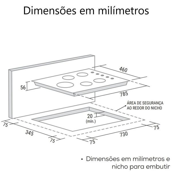 Imagem de Cooktop Mesa De Vidro E Inox 5Q À Gas FG5335VPIX Suggar Bivolt