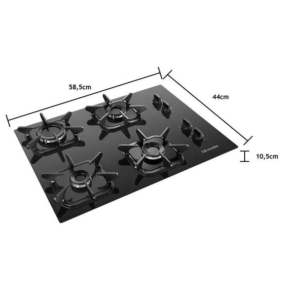 Imagem de Cooktop Mueller 4 Bocas com Queimador Ultra Chama Preto Bivolt