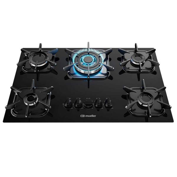 Imagem de Cooktop mueller 5 bocas 5g preto tripla chama gás