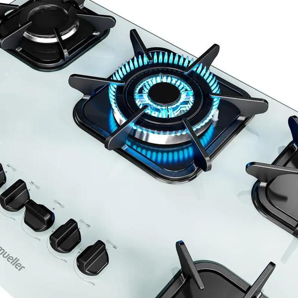 Imagem de Cooktop Mueller 5 Bocas com Queimador Tripla Chama Branco