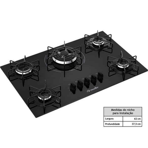 Imagem de Cooktop Mueller 5 Bocas Com Queimador Tripla Chama Mcg135Bg1