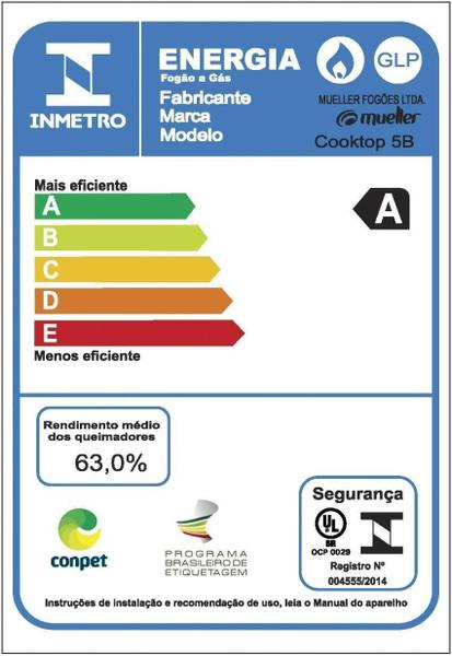 Imagem de Cooktop Mueller 5 Bocas Com Queimador Tripla Chama Mcg135Bg1