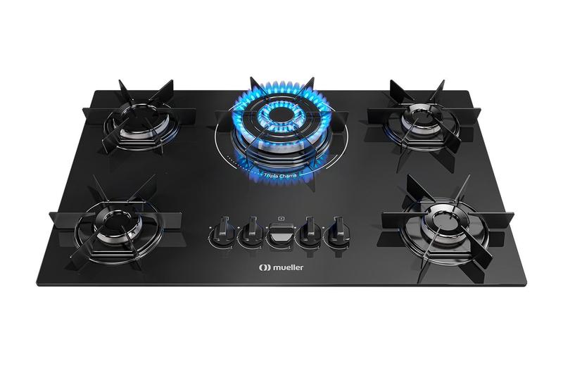 Imagem de Cooktop Mueller 5 Bocas com Queimador Tripla Chama MCG5BC Bivolt