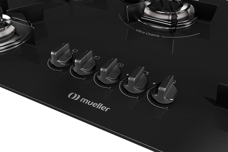 Imagem de Cooktop Mueller 5 Bocas com Queimador Ultra Chama MCG5BB Bivolt