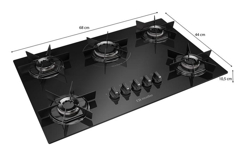 Imagem de Cooktop Mueller 5 Bocas com Queimador Ultra Chama MCG5BB Bivolt