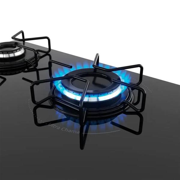 Imagem de Cooktop Mueller 5 Bocas com Queimador Ultra Chama mesa de vidro